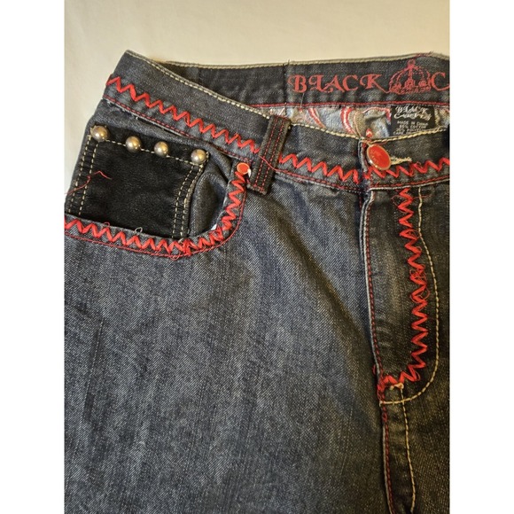 Black Carpet Mens Jeans 36×34 Black With Decorated Pockets Authentic Quality Y2K - Picture 14 of 15